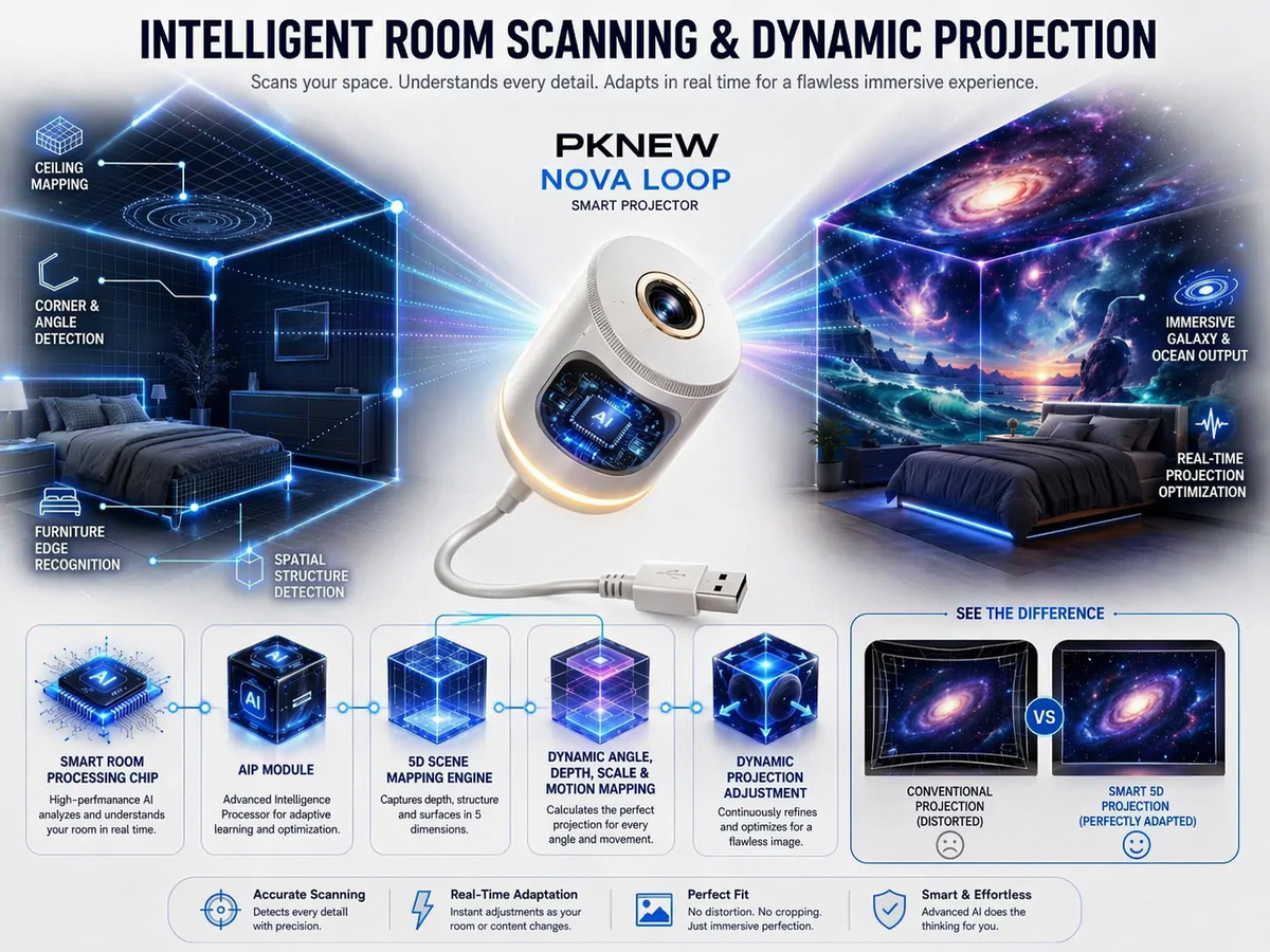 PKNEW®🌊 NEXT-GEN SMART ☘️ PROJECTION HD Smart Dynamic 5D Holographic Night Light Projector🍁