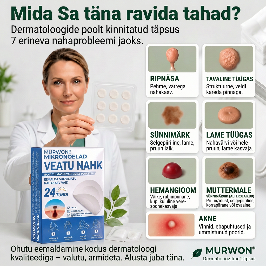 🇪🇪 Kvaliteetne Eesti toode, kiire riigisisene tarne | MURWON® 🌥️ Mikronõeltega plaastrid nahadefektide ilmingute vähendamiseks 🥦 (Nahapaksjendite, tüügaste, sünnimärkide, pigmendilaikude ja muude nähtavate nahadefektide korral.) 💪