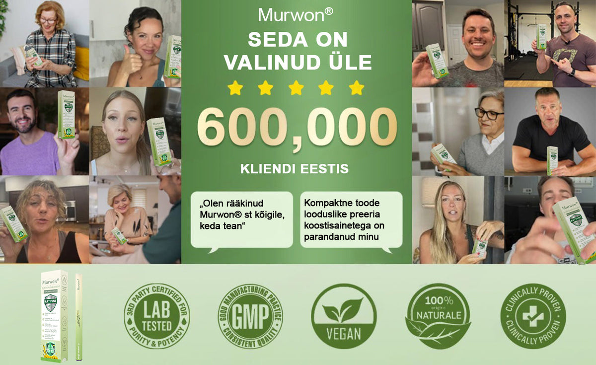 Tipptasemel eesti toode koduse kohaletoimetamisega 🥇 Murwon® taimne aurinhalaator kopsude puhastamiseks 🌽 Tõhus abi köha, kurgupõletiku, hingamisraskuste, lima, nohu, bronhiidi ja allergiate korral ❤️