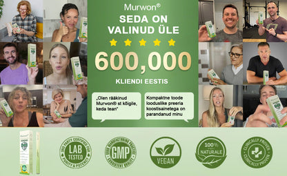 Tipptasemel eesti toode koduse kohaletoimetamisega 🥇 Murwon® taimne aurinhalaator kopsude puhastamiseks 🌽 Tõhus abi köha, kurgupõletiku, hingamisraskuste, lima, nohu, bronhiidi ja allergiate korral ❤️
