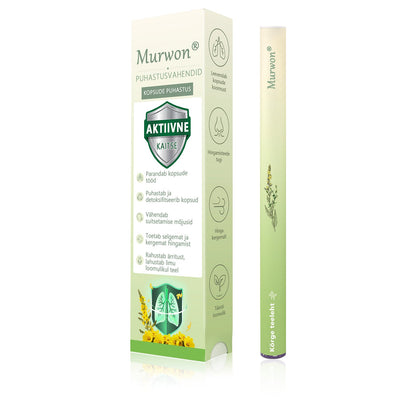 Tipptasemel eesti toode koduse kohaletoimetamisega 🥇 Murwon® taimne aurinhalaator kopsude puhastamiseks 🌽 Tõhus abi köha, kurgupõletiku, hingamisraskuste, lima, nohu, bronhiidi ja allergiate korral ❤️