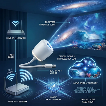 PKNEW®🌊 NEXT-GEN SMART ☘️ PROJECTION HD Smart Dynamic 5D Holographic Night Light Projector🍁