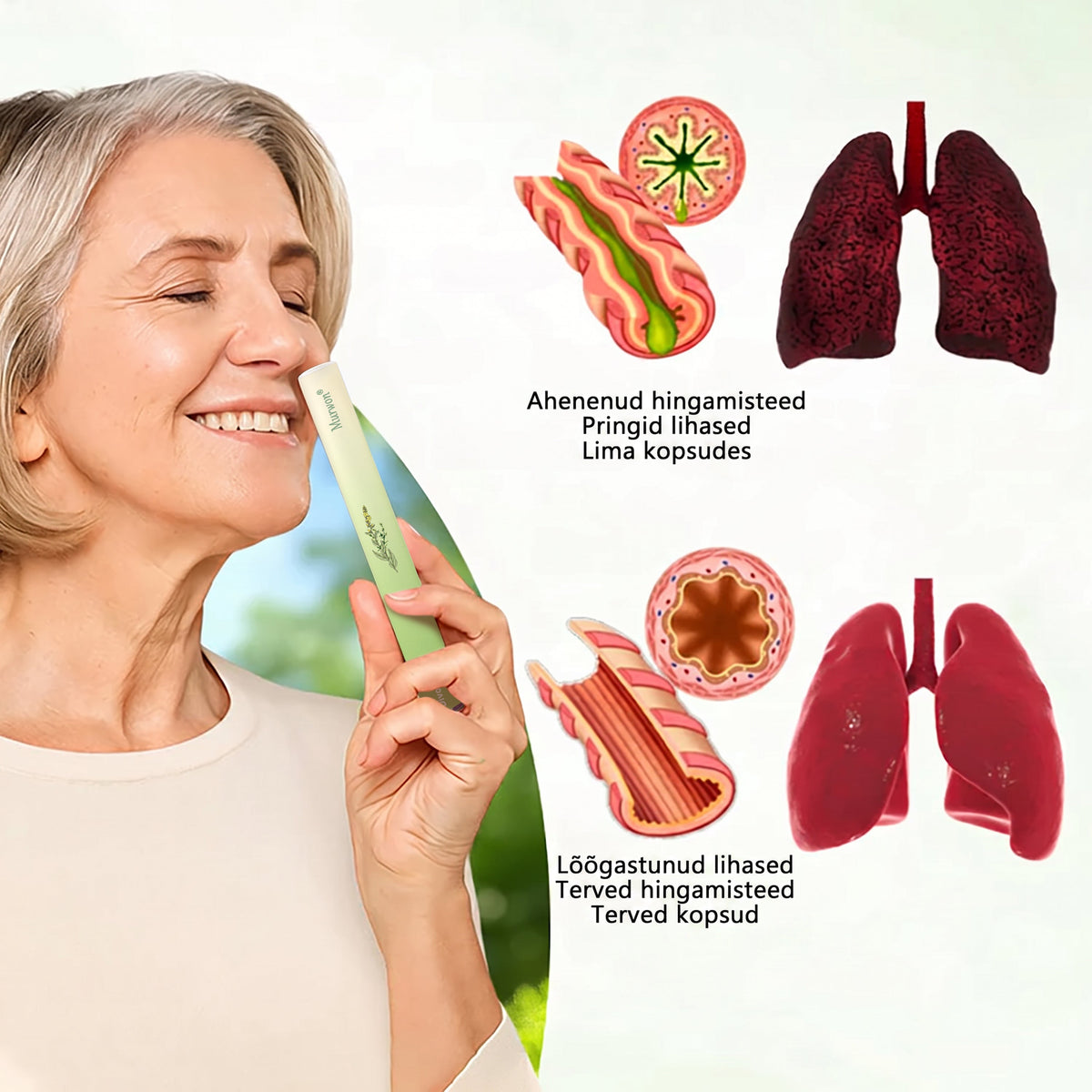 Tipptasemel eesti toode koduse kohaletoimetamisega 🥇 Murwon® taimne aurinhalaator kopsude puhastamiseks 🌽 Tõhus abi köha, kurgupõletiku, hingamisraskuste, lima, nohu, bronhiidi ja allergiate korral ❤️
