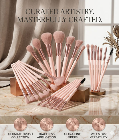 43-Piece Professional Beauty Tool Set: High-Density Makeup Brushes & Blending Sponges with Rotating Case