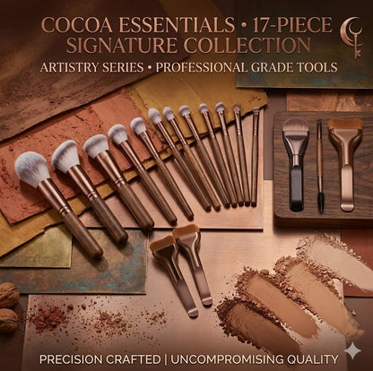 Essential Artistry Brush Kit: 15 Professional Tools for Flawless Face & Eye Makeup - Rose Gold Edition