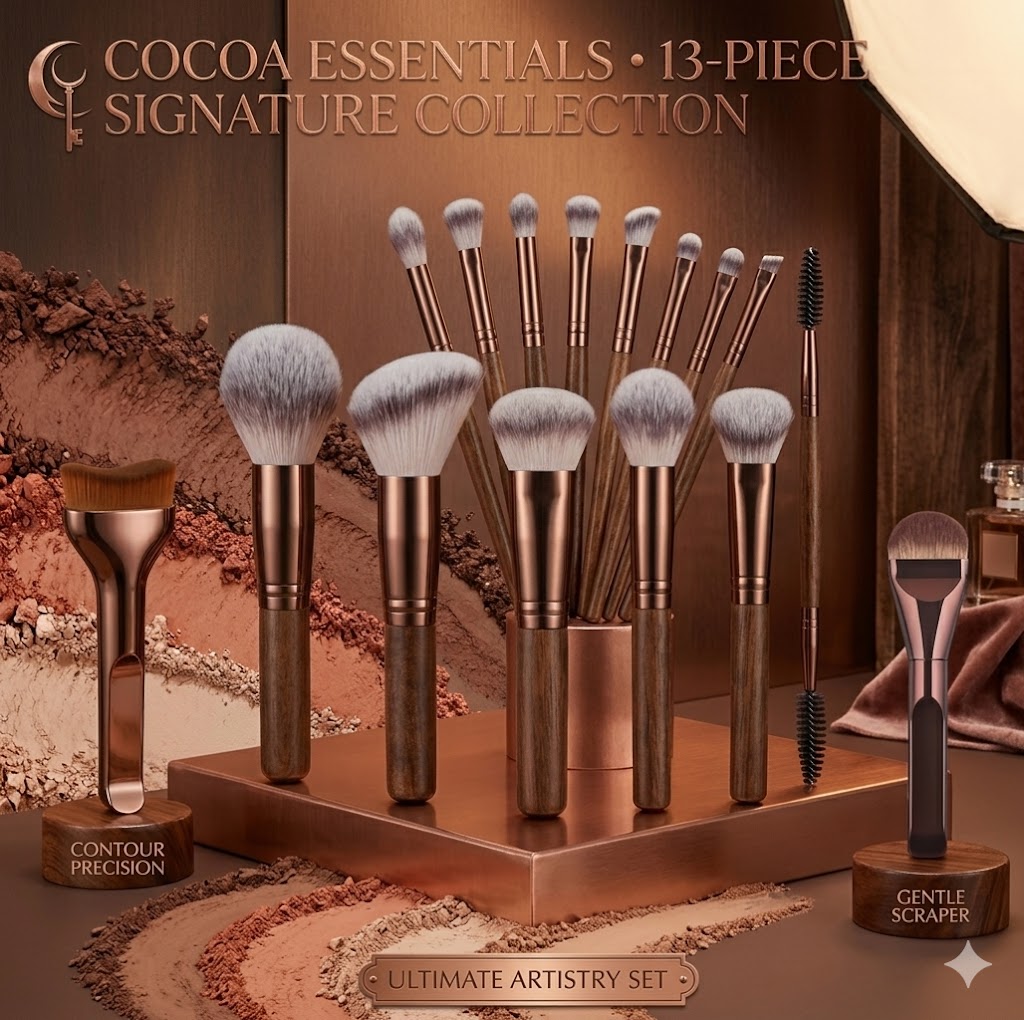 Essential Artistry Brush Kit: 15 Professional Tools for Flawless Face & Eye Makeup - Rose Gold Edition
