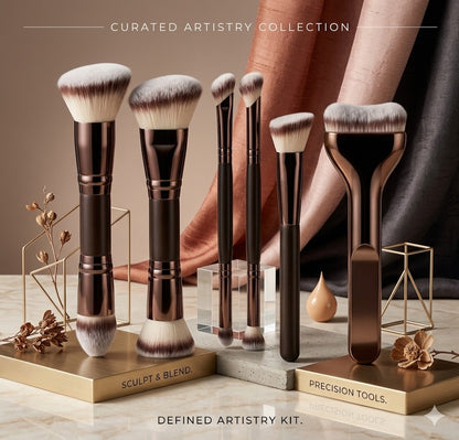 Multifunctional 6/10/18 Pcs Professional Makeup Brush Collection - Portable Dual-Ended Travel Tool Kit with Bag