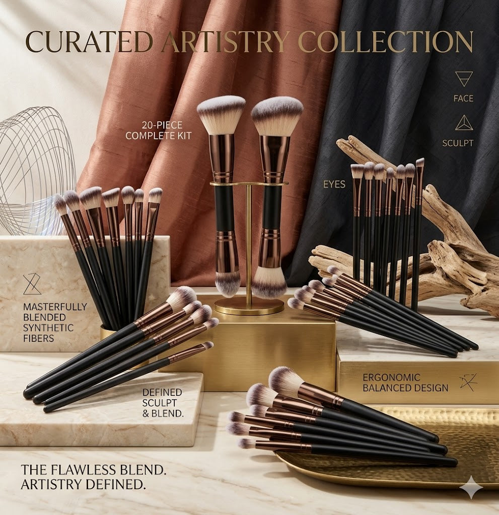 Multifunctional 6/10/18 Pcs Professional Makeup Brush Collection - Portable Dual-Ended Travel Tool Kit with Bag