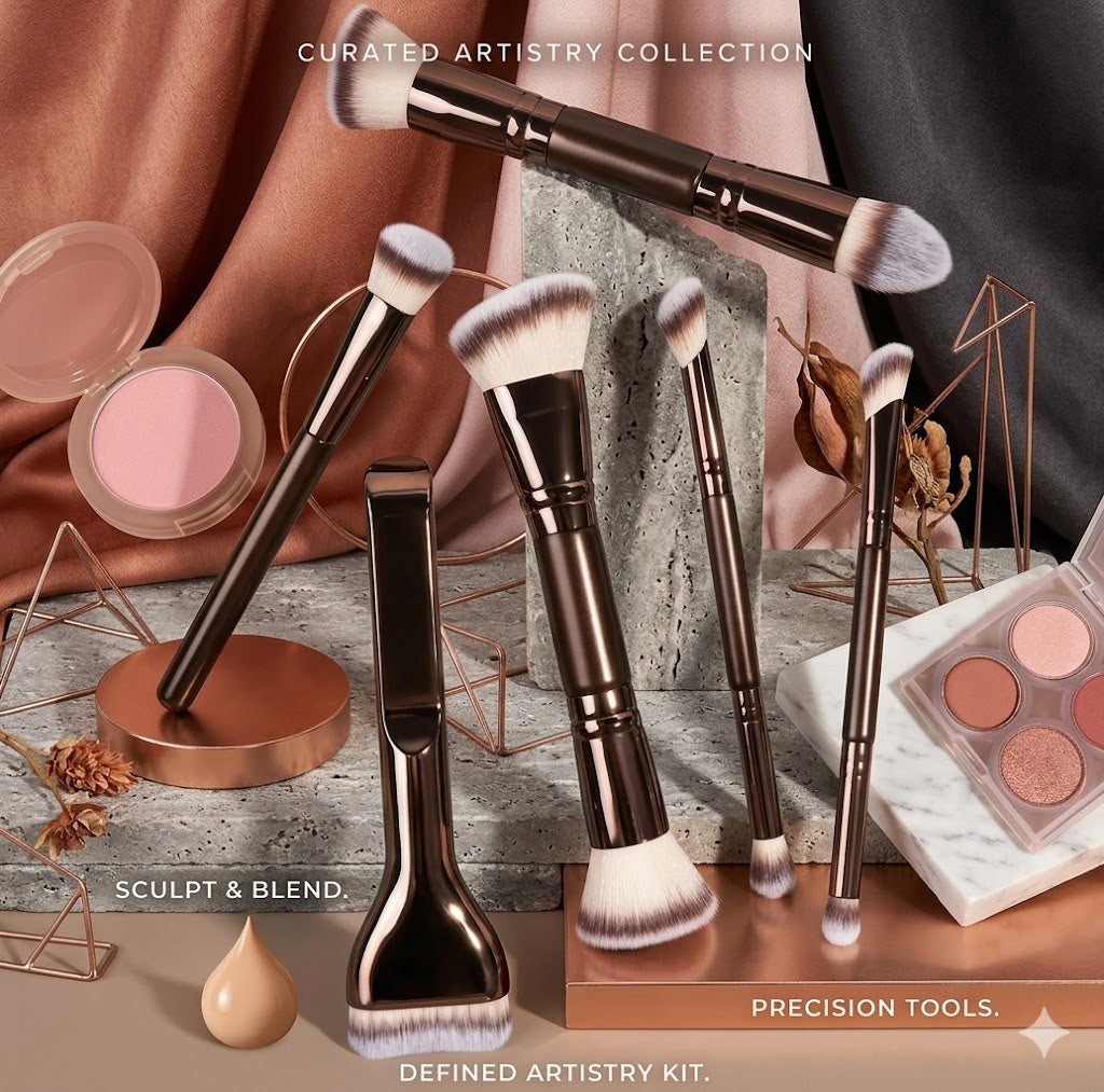 Multifunctional 6/10/18 Pcs Professional Makeup Brush Collection - Portable Dual-Ended Travel Tool Kit with Bag