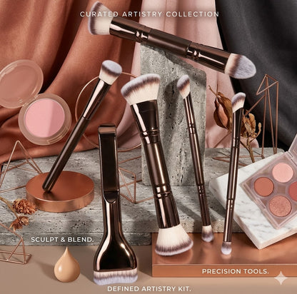 Multifunctional 6/10/18 Pcs Professional Makeup Brush Collection - Portable Dual-Ended Travel Tool Kit with Bag