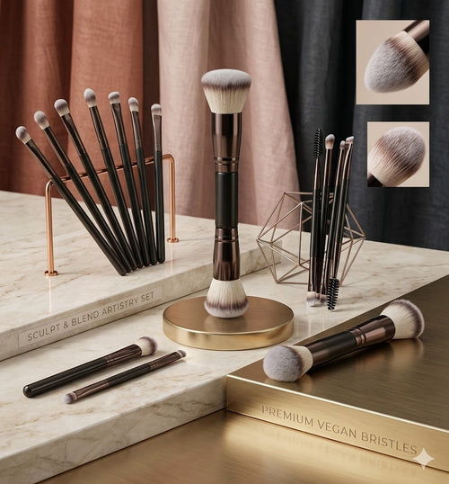 Multifunctional 6/10/18 Pcs Professional Makeup Brush Collection - Portable Dual-Ended Travel Tool Kit with Bag