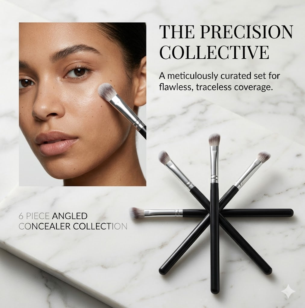 Precision Sculpt & Conceal Brush Set (6 Pcs) - Ultra-Soft Angled Head for Targeted Face Detailing & Imperfection Coverage