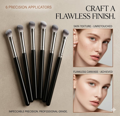 Precision Sculpt & Conceal Brush Set (6 Pcs) - Ultra-Soft Angled Head for Targeted Face Detailing & Imperfection Coverage